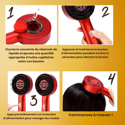 Brosse LED Rouge Croissance Capillaire